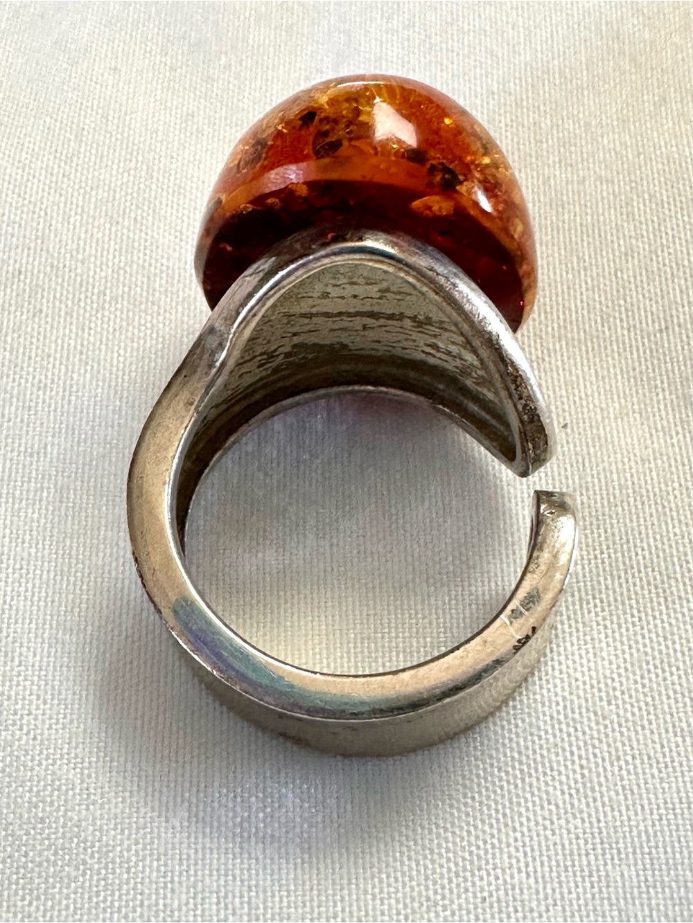 Vintage Cognac Amber Statement Ring Size 7 - Picture 4 of 6